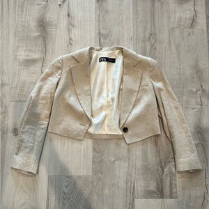 Zara Cropped Blazer - Beige